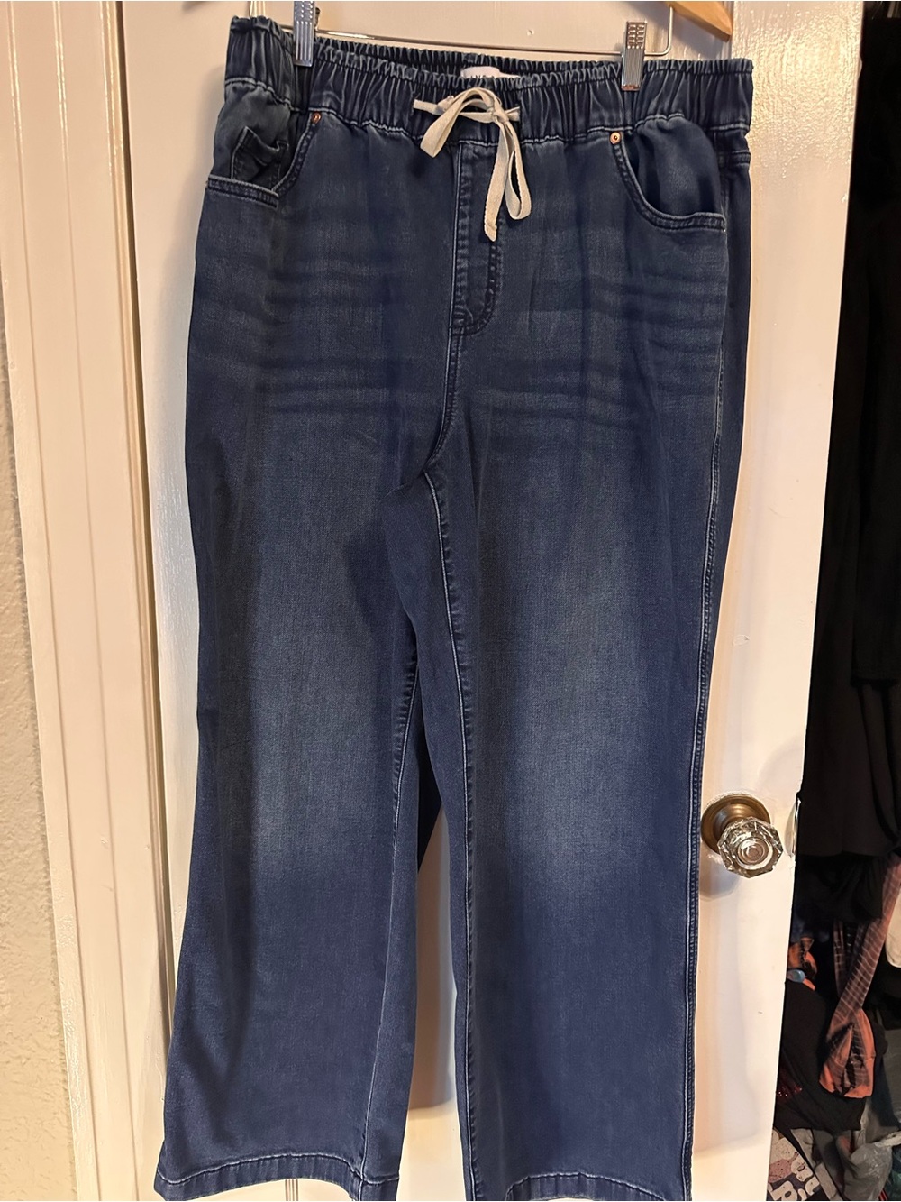 Lane Bryant Dark Blue Pull-On Denim Joggers with Drawstring